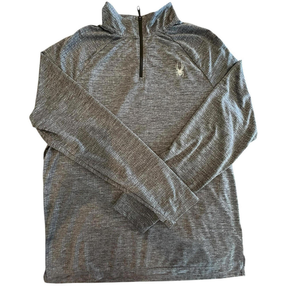 Spyder Shirt Men's Stretch Moisture Wicking Size Large Gray Zip Long Sleeve